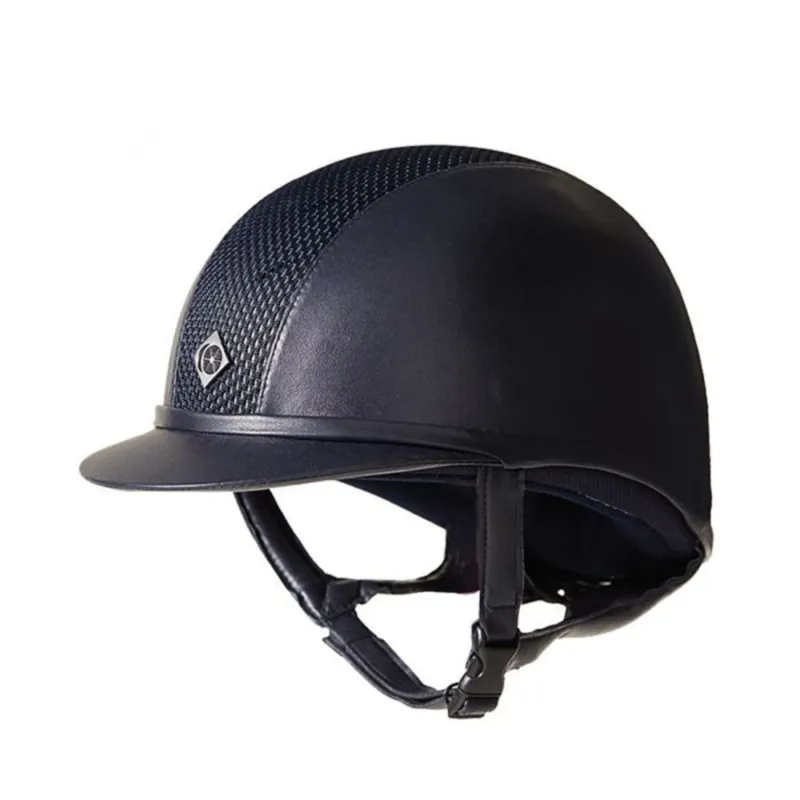 Charles Owen AYR8 Leather Look Plus Riding Hat - Navy/Silver